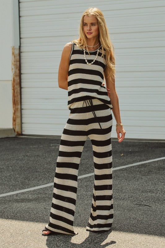 Costal Stripe Wide Leg Pants