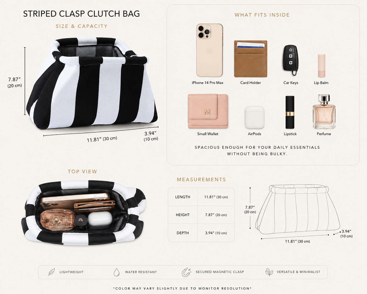Amalfi Striped Clutch Bag