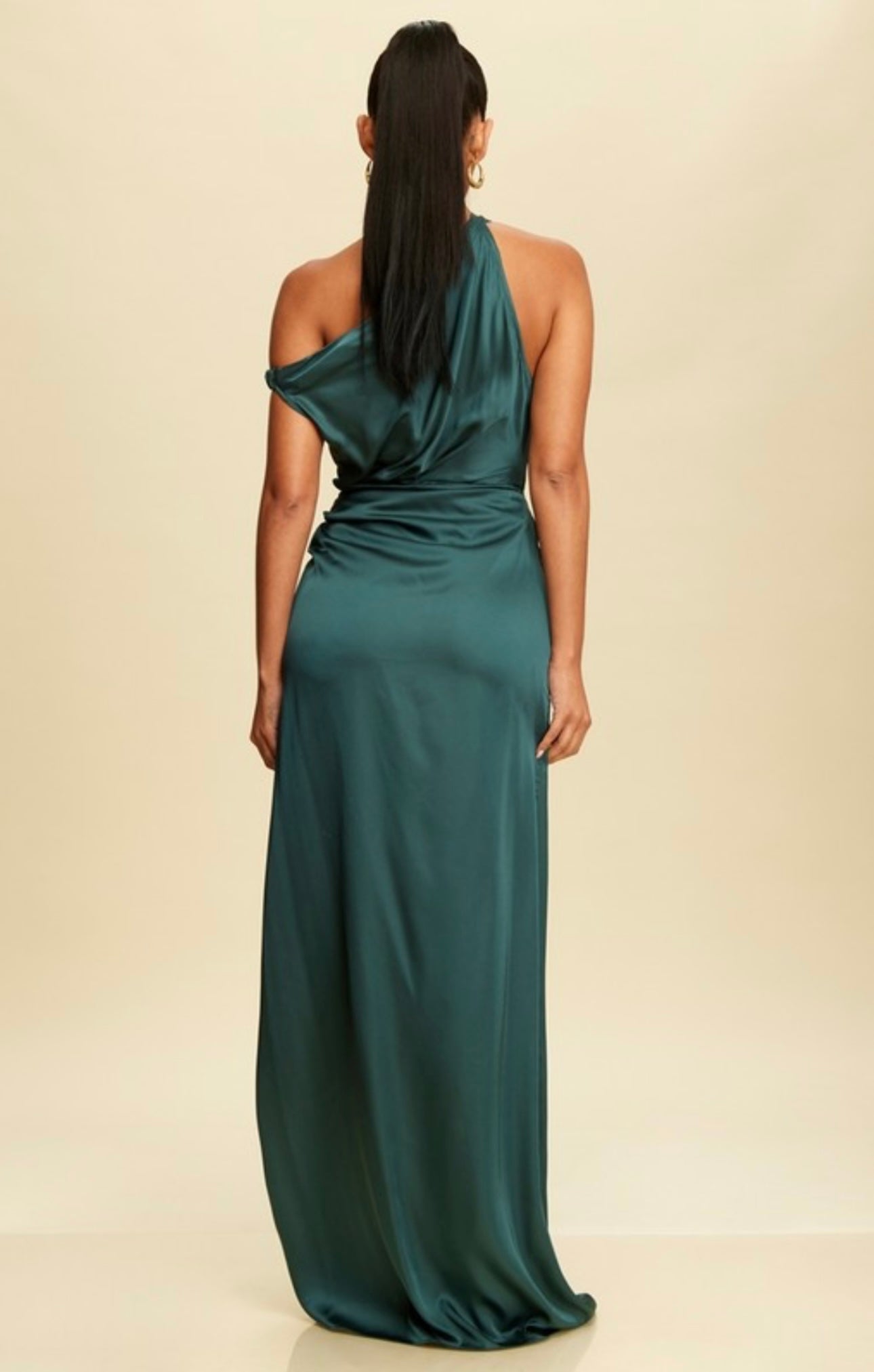 ONE SHOULDER SATIN MAXI DRESS