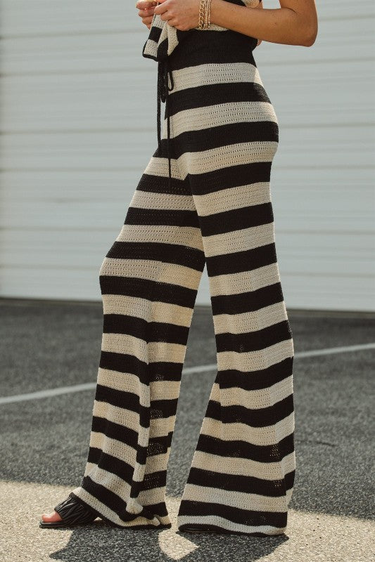 Costal Stripe Wide Leg Pants