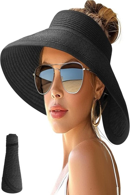 Riviera Ponytail Wide Brim Packable Visor Hat