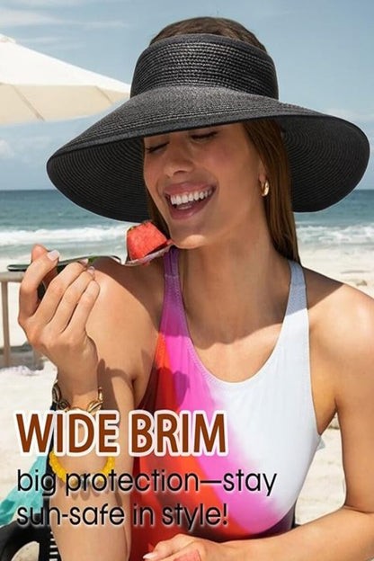 Riviera Ponytail Wide Brim Packable Visor Hat