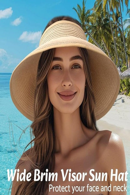 Riviera Ponytail Wide Brim Packable Visor Hat