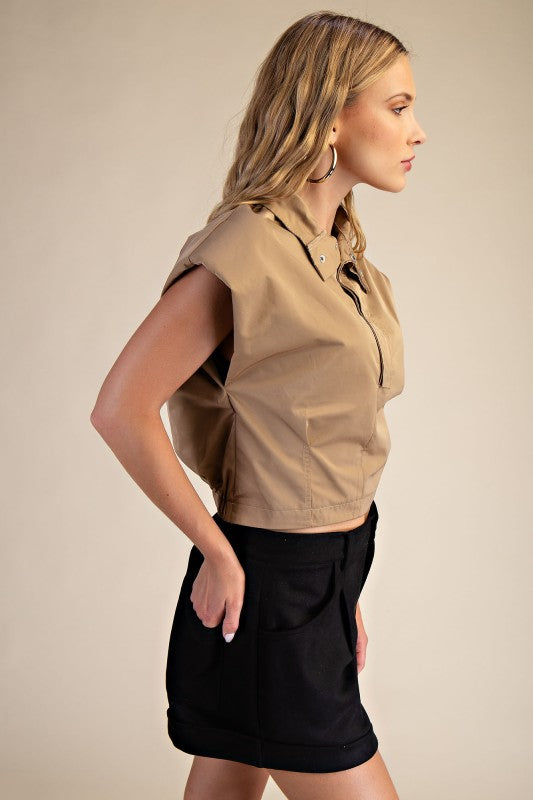 Flavia Mock Neck Shoulder Top