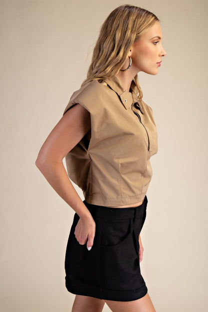 Flavia Mock Neck Shoulder Top