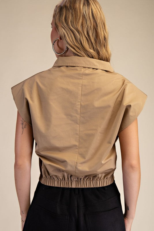 Flavia Mock Neck Shoulder Top