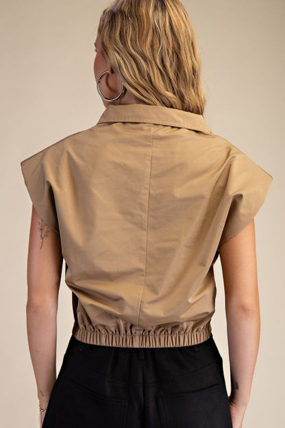 Flavia Mock Neck Shoulder Top