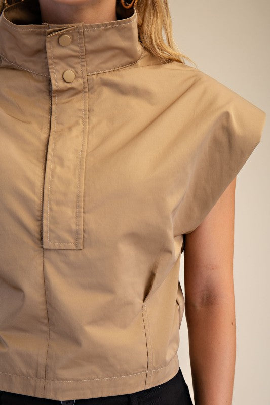 Flavia Mock Neck Shoulder Top