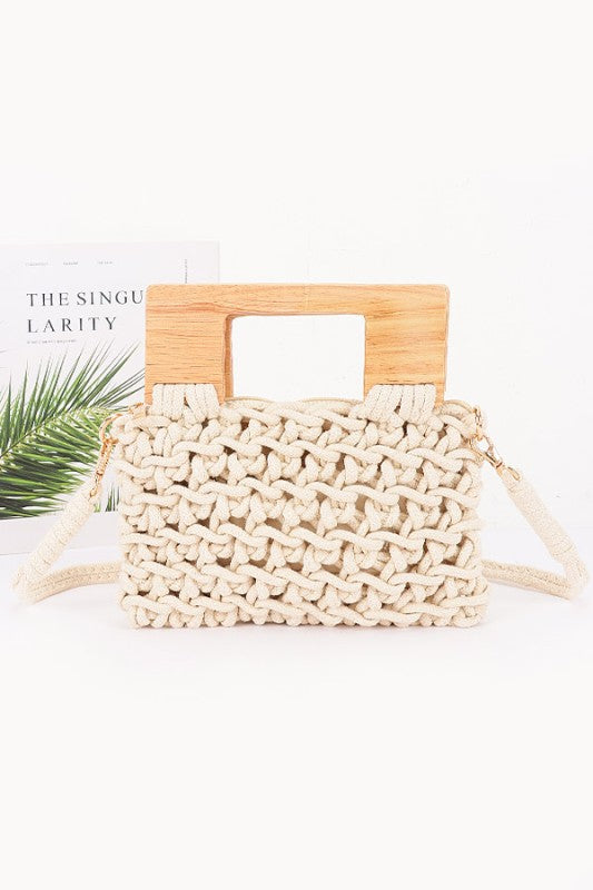 Woven Bag with Wooden Handle