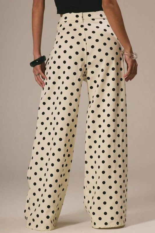 Polka Dot High Waist Straight Jeans Pants