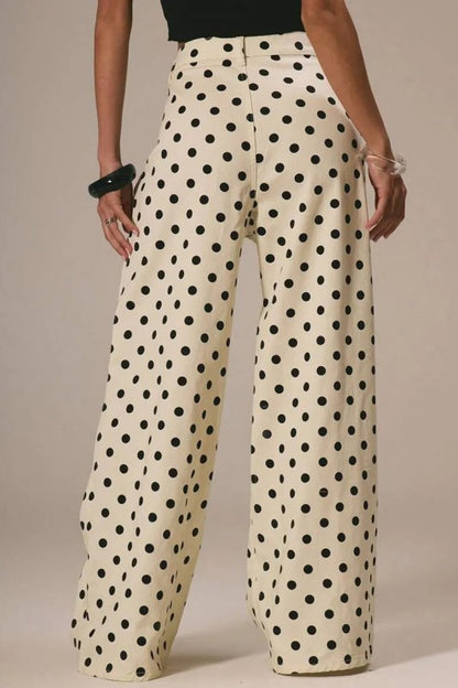 Polka Dot High Waist Straight Jeans Pants