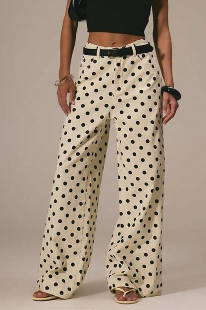 Polka Dot High Waist Straight Jeans Pants