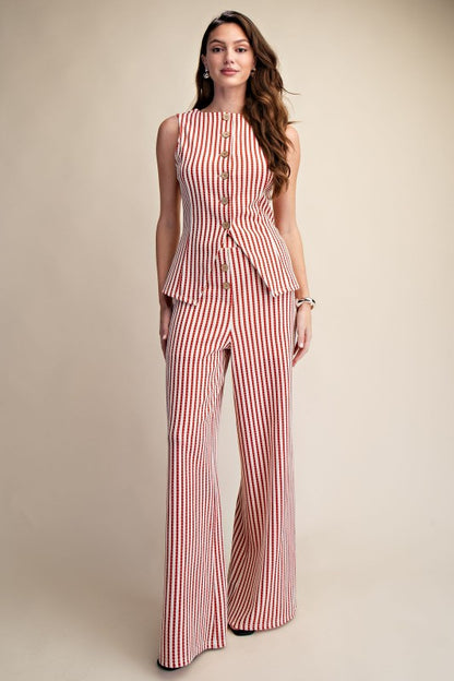 RIVERA STRIPED BUTTON TOP