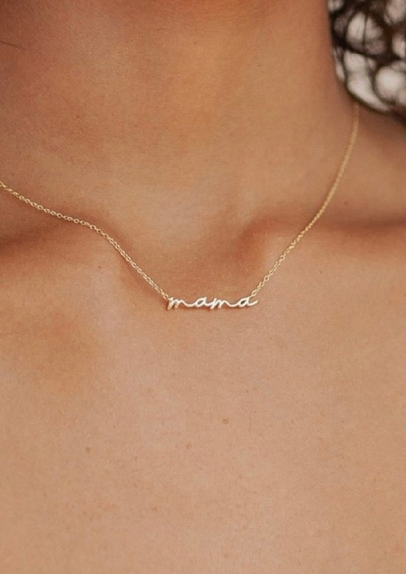 Plated Gold Copper Mama Necklace