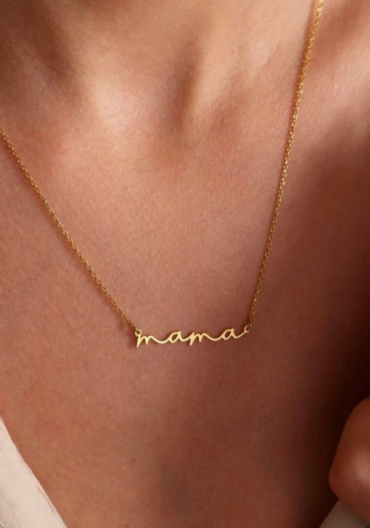Plated Gold Copper Mama Necklace