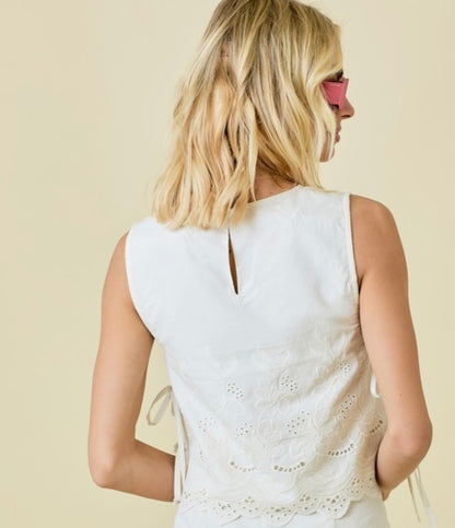 Isla Embroidered Linen Top