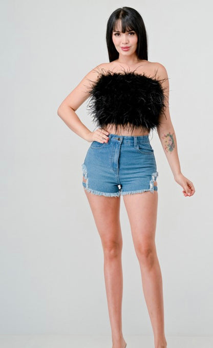 Feather Crop Top