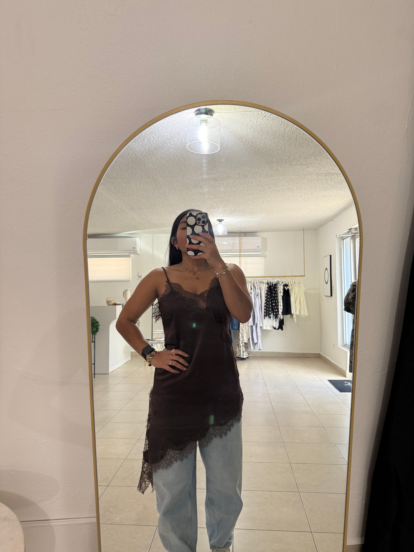 Assymetrical Lace Trim Top