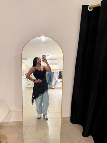 Assymetrical Lace Trim Top