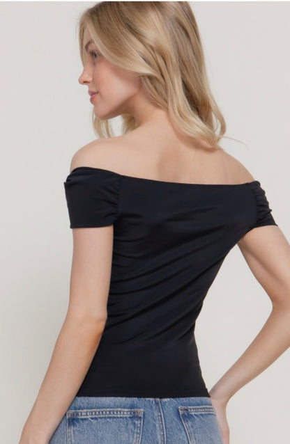 Hanna Off Shoulder Asymmetrical Knit Top