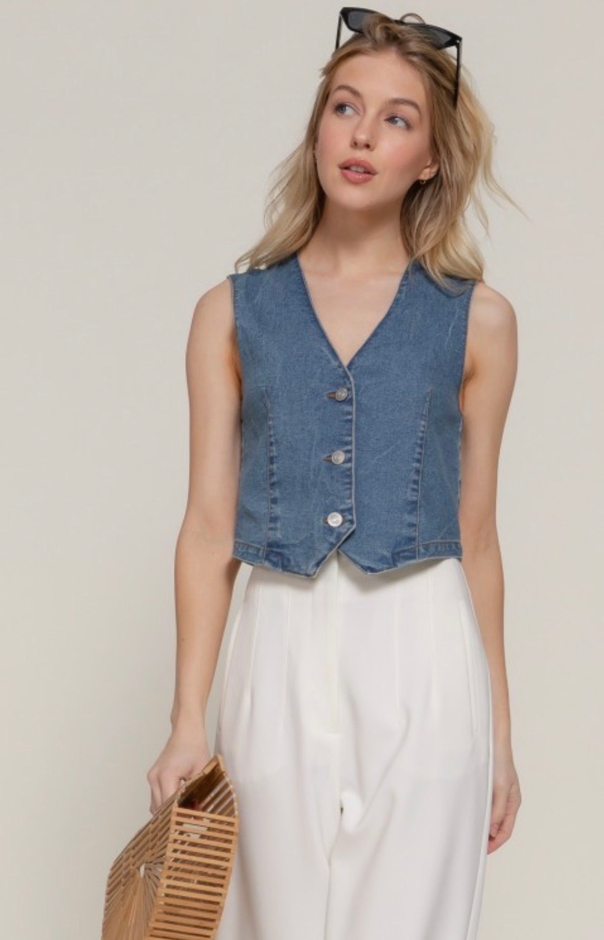 Emilia Denim Vest Top
