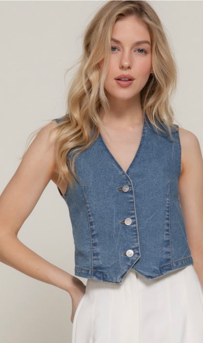 Emilia Denim Vest Top