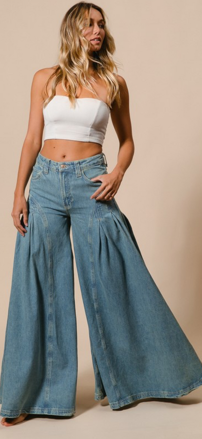 Luna Wide Leg Denim Pants