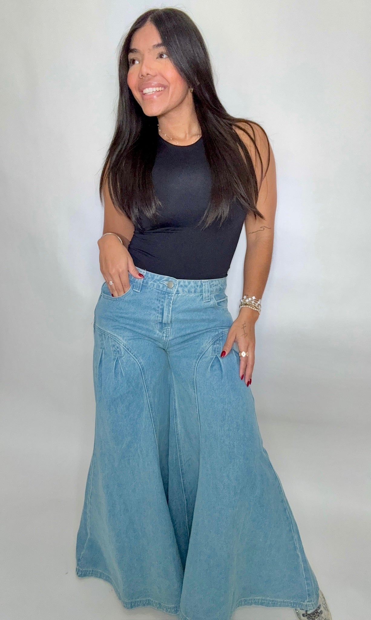 Luna Wide Leg Denim Pants