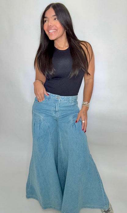 Luna Wide Leg Denim Pants