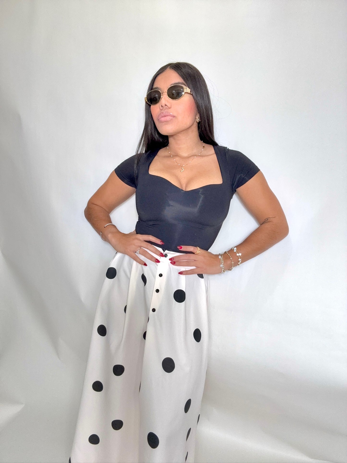 Polka Dot Midi Skirt