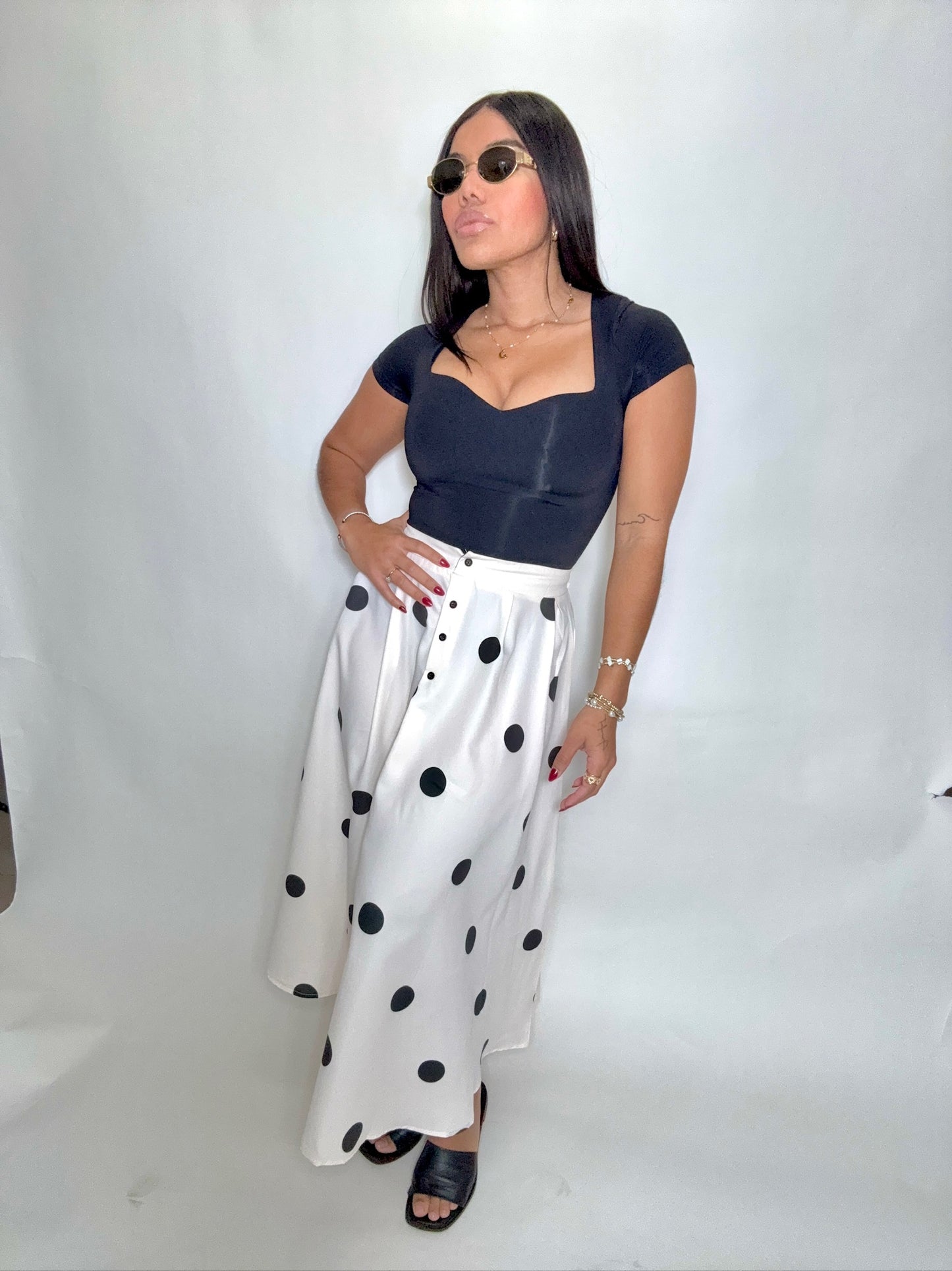 Polka Dot Midi Skirt