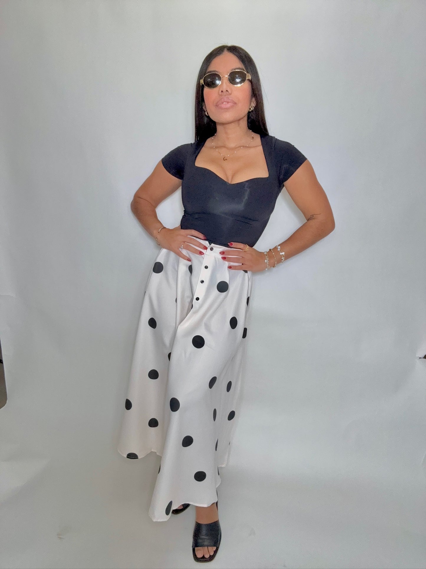 Polka Dot Midi Skirt