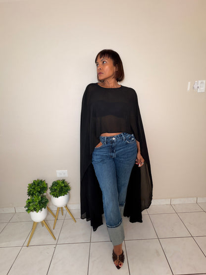 Noir Cape Top