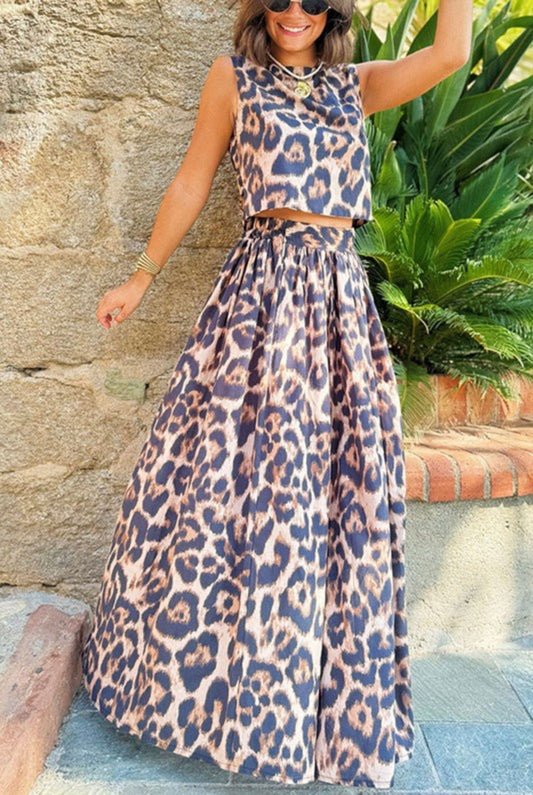 Maxi Skirt and Tank Top Leopard Set