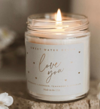 Love You 9oz Soy Patterned Candle, Valentine's Day (sweet water decors)