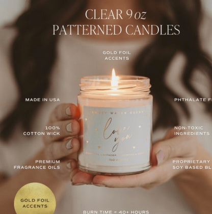 Love You 9oz Soy Patterned Candle, Valentine's Day (sweet water decors)