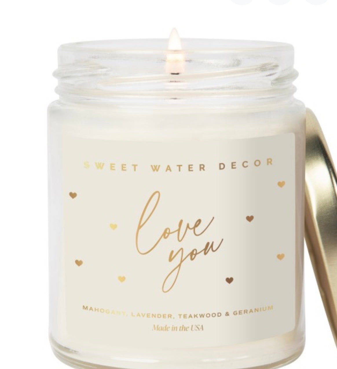 Love You 9oz Soy Patterned Candle, Valentine's Day (sweet water decors)