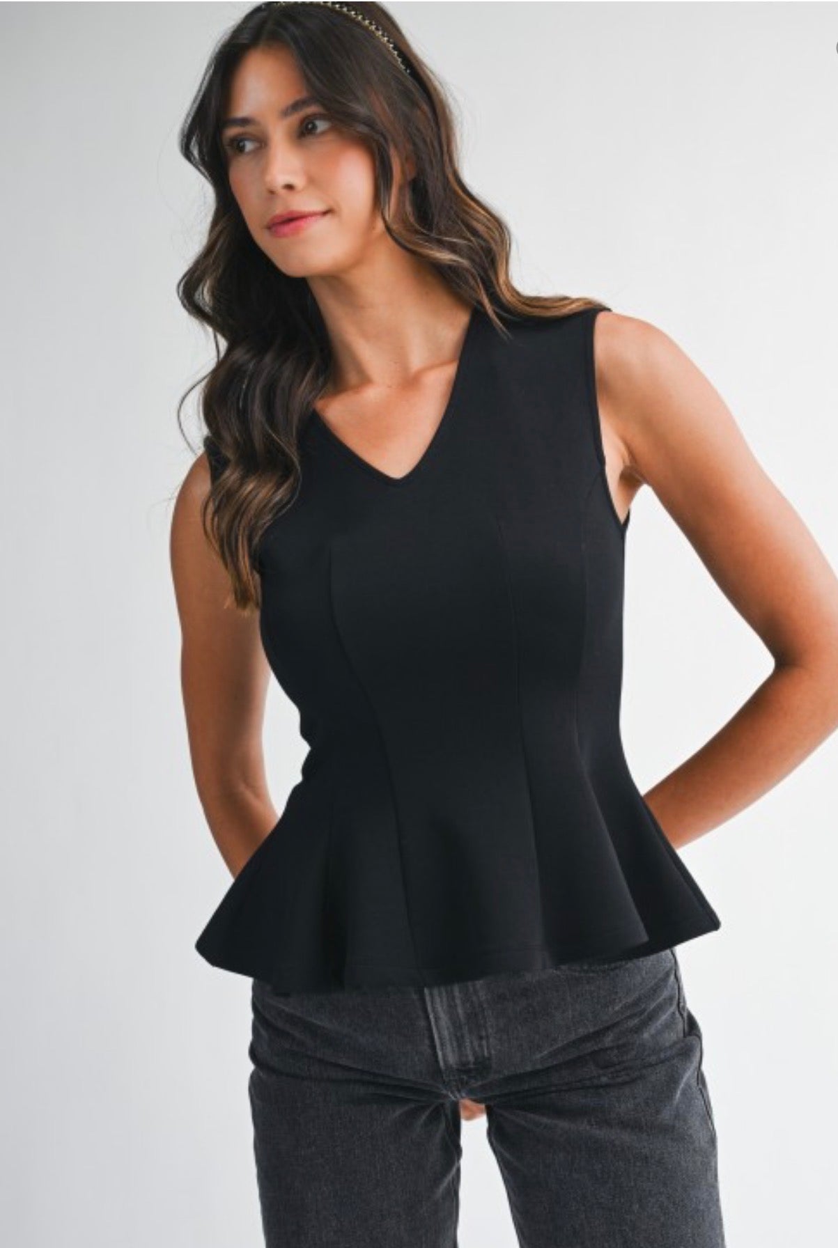 Aurora Black PeplumTop