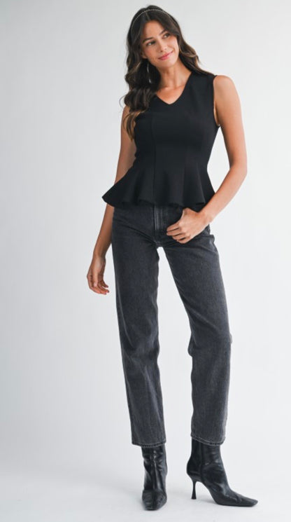 Aurora Black PeplumTop