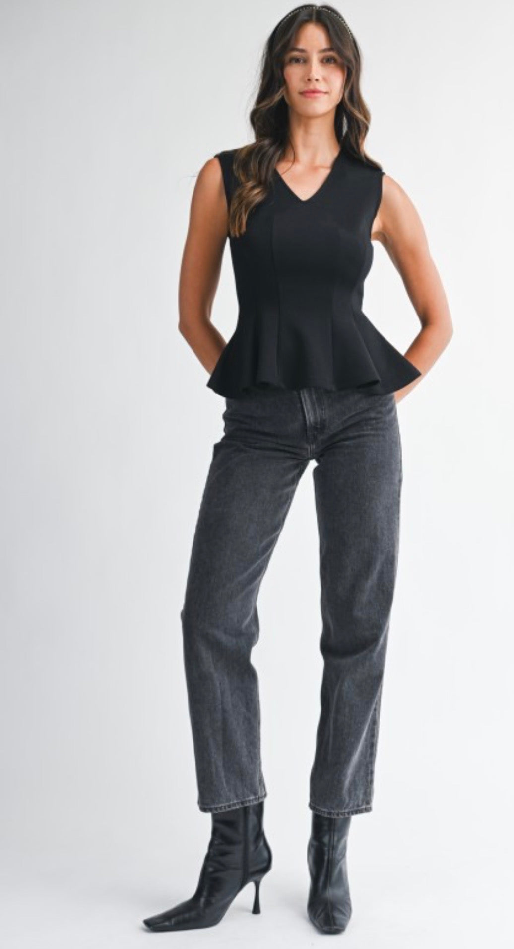 Aurora Black PeplumTop