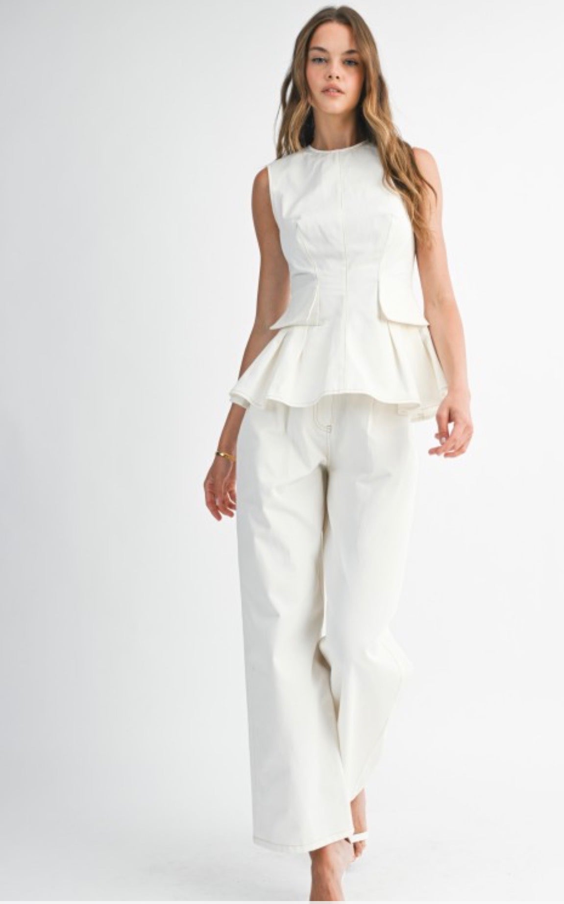Emma White Denim Set