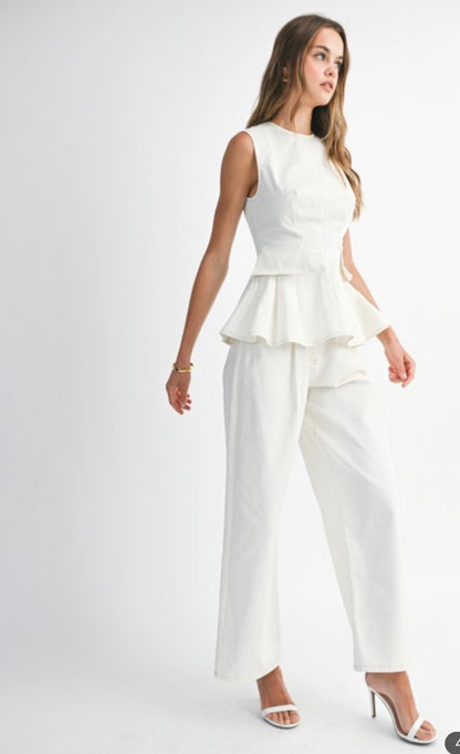 Emma White Denim Set