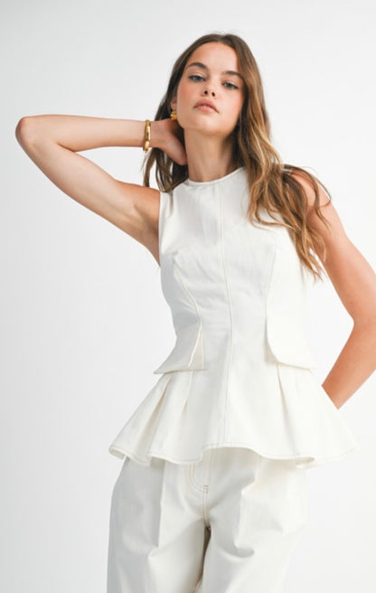 Emma White Denim Set