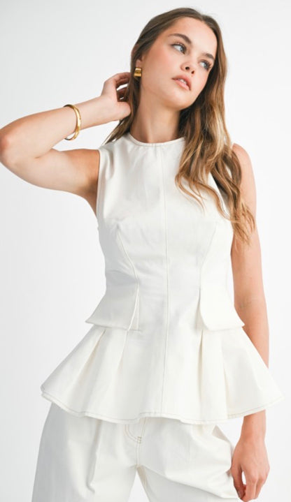 Emma White Denim Set