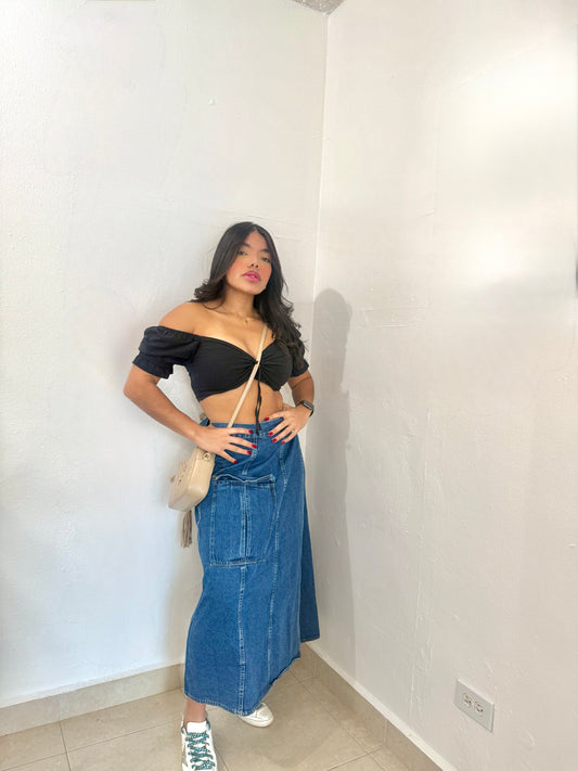 Siena Wrap Denim Skirt