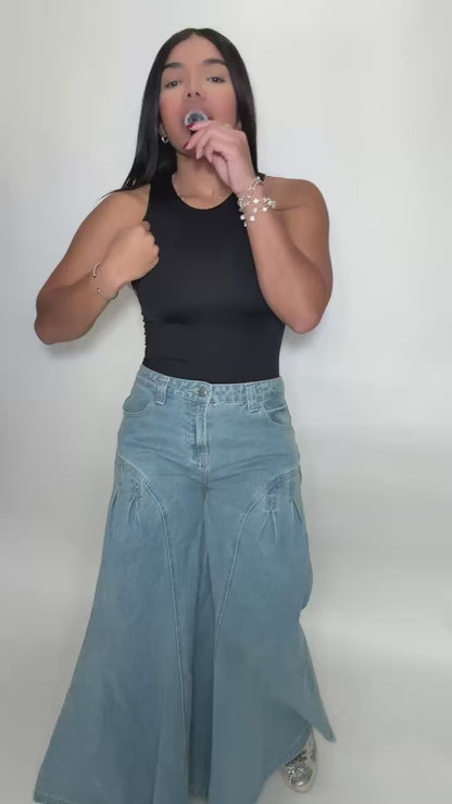 Luna Wide Leg Denim Pants