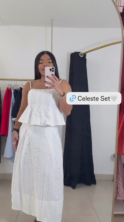 Celeste White Midi Skirt Set