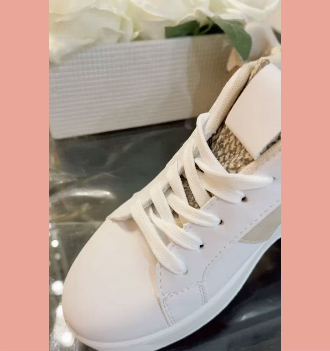 Lace-Up Snake White Platform Sneakers Shoes