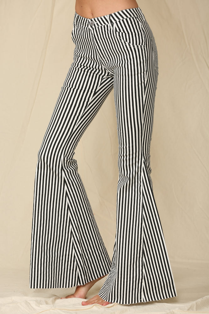 Vertical Striped bell bottom jeans pants