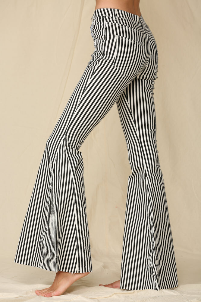 Vertical Striped bell bottom jeans pants